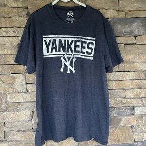New York Yankees NY T-Shirt 47 Brand Mens L Large Grey White